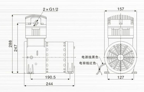 臺(tái)冠JP-240S壓縮泵外觀尺寸圖